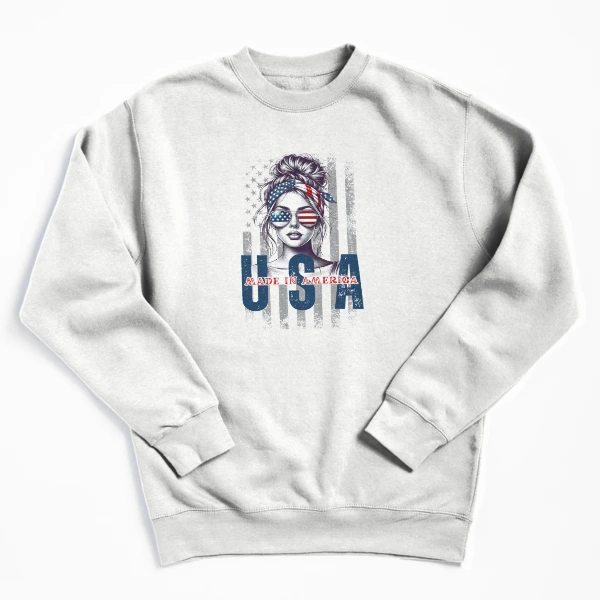 American Girl USA | 4th of July PNG | Patriotic Design — Pullover Sweatshirt by BiMood