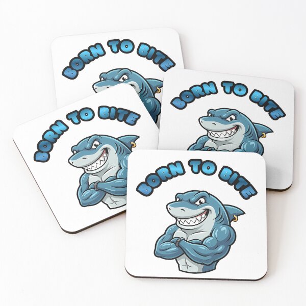Item preview, Born To Bite Muscular Shark Cartoon designed and sold by ZeroContextArt.
