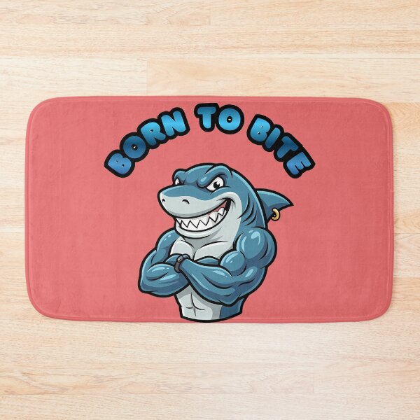 Item preview, Born To Bite Muscular Shark Cartoon designed and sold by ZeroContextArt.