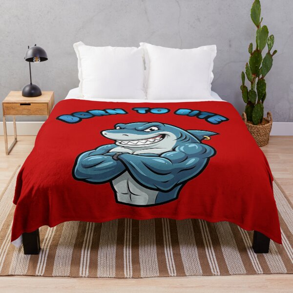 Artikelvorschau, Born To Bite Muscular Shark Cartoon entworfen und verkauft von ZeroContextArt.