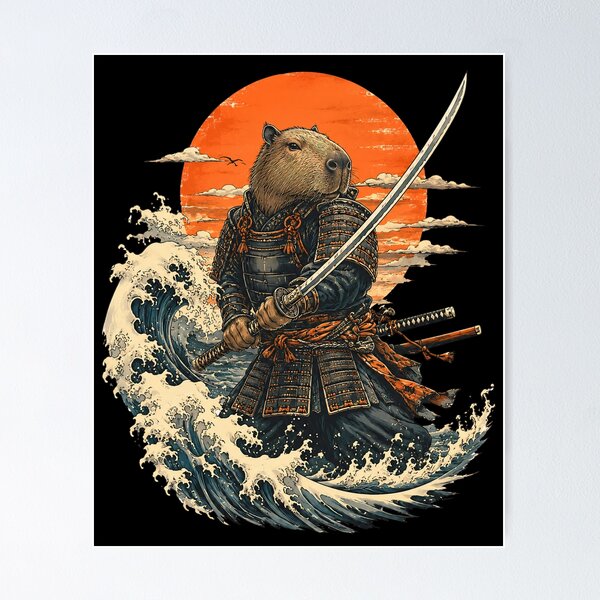 Artikelvorschau, Samurai-Capybara-Krieger in japanischer Welle entworfen und verkauft von JesterKrewArt.