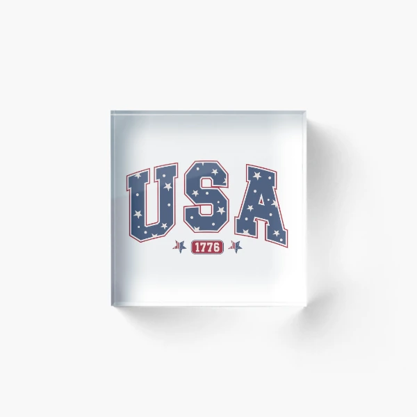 USA 1776 4th of July Vintage Design | Independence Day Commercial Products | Patriotic Apparel & Accessories — Acrylic Block by BiMood