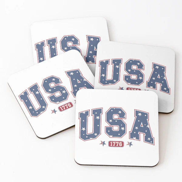 USA 1776 4th of July Vintage Design | Independence Day Commercial Products | Patriotic Apparel & Accessories — Coasters (Set of 4) by BiMood