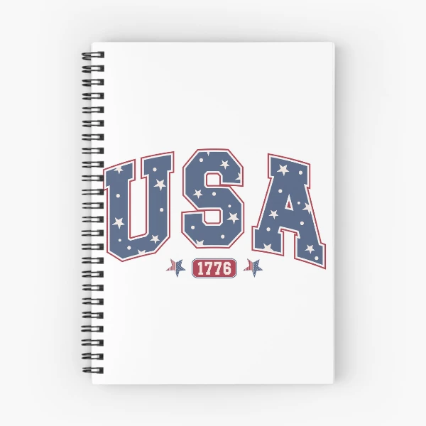 USA 1776 4th of July Vintage Design | Independence Day Commercial Products | Patriotic Apparel & Accessories — Spiral Notebook by BiMood