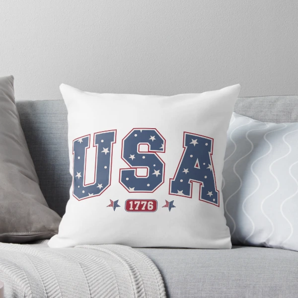 USA 1776 4th of July Vintage Design | Independence Day Commercial Products | Patriotic Apparel & Accessories — Throw Pillow by BiMood