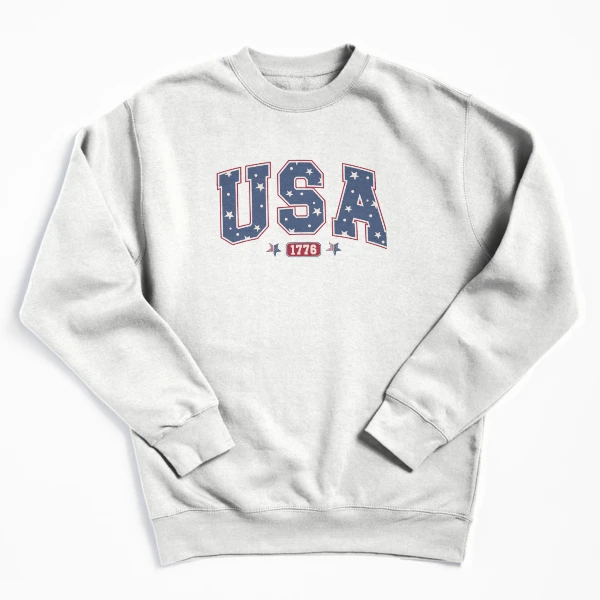 USA 1776 4th of July Vintage Design | Independence Day Commercial Products | Patriotic Apparel & Accessories — Pullover Sweatshirt by BiMood
