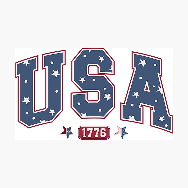USA 1776 4th of July Vintage Design | Independence Day Commercial Products | Patriotic Apparel & Accessories — Photographic Print by BiMood