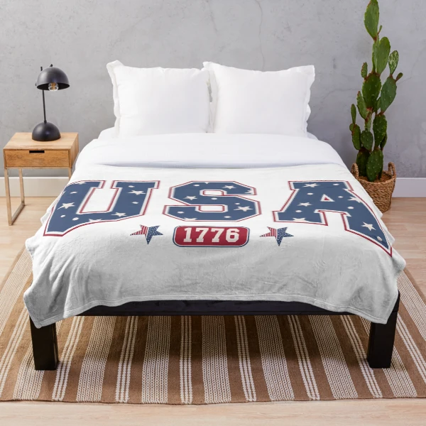 USA 1776 4th of July Vintage Design | Independence Day Commercial Products | Patriotic Apparel & Accessories — Throw Blanket by BiMood