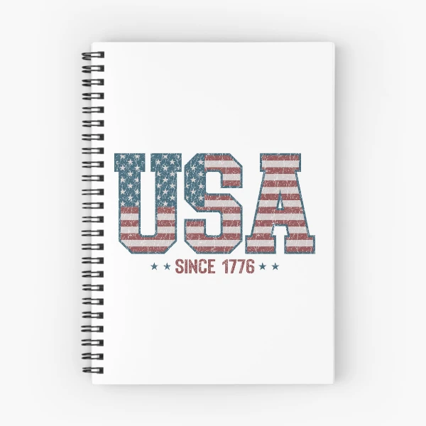 Retro USA 1776 | America 4th of July Collection | Vintage Patriotic Apparel & Accessories — Spiral Notebook by BiMood
