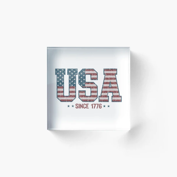 Retro USA 1776 | America 4th of July Collection | Vintage Patriotic Apparel & Accessories — Acrylic Block by BiMood