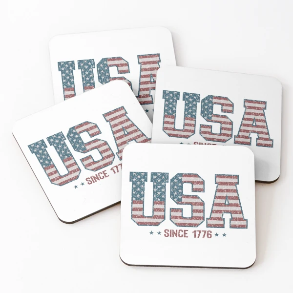 Retro USA 1776 | America 4th of July Collection | Vintage Patriotic Apparel & Accessories — Coasters (Set of 4) by BiMood