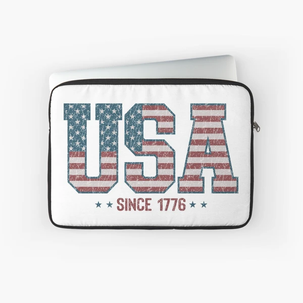 Retro USA 1776 | America 4th of July Collection | Vintage Patriotic Apparel & Accessories — Laptop Sleeve by BiMood