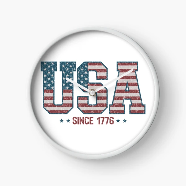 Retro USA 1776 | America 4th of July Collection | Vintage Patriotic Apparel & Accessories — Clock by BiMood
