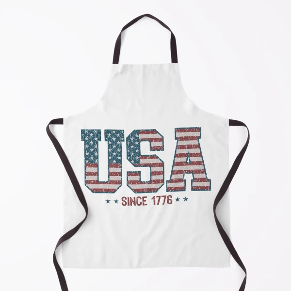 Retro USA 1776 | America 4th of July Collection | Vintage Patriotic Apparel & Accessories — Apron by BiMood