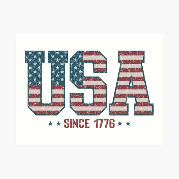Retro USA 1776 | America 4th of July Collection | Vintage Patriotic Apparel & Accessories — Art Print by BiMood