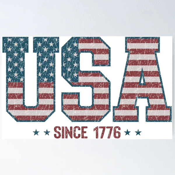 Retro USA 1776 | America 4th of July Collection | Vintage Patriotic Apparel & Accessories — Poster by BiMood