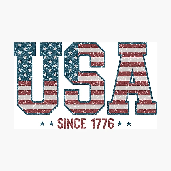 Retro USA 1776 | America 4th of July Collection | Vintage Patriotic Apparel & Accessories — Photographic Print by BiMood