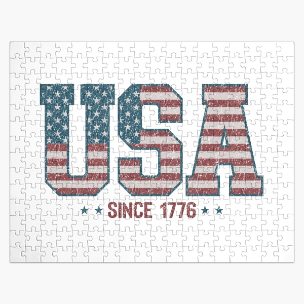 Retro USA 1776 | America 4th of July Collection | Vintage Patriotic Apparel & Accessories — Jigsaw Puzzle by BiMood