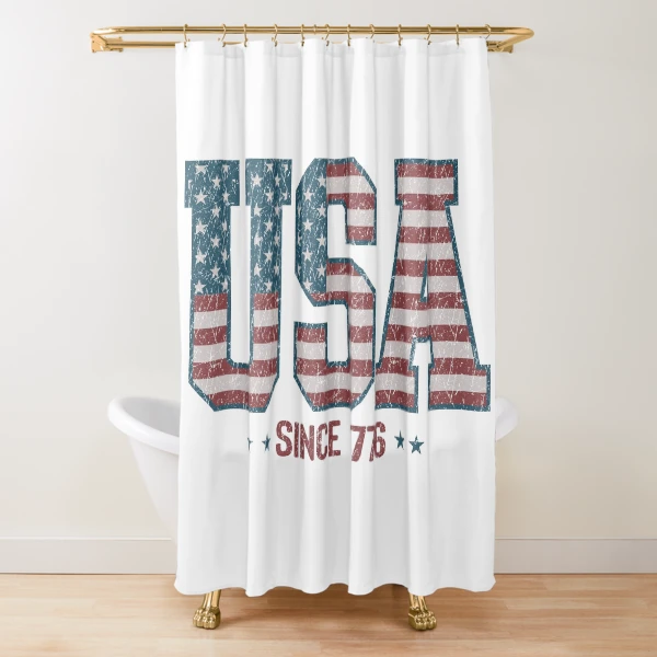 Retro USA 1776 | America 4th of July Collection | Vintage Patriotic Apparel & Accessories — Shower Curtain by BiMood