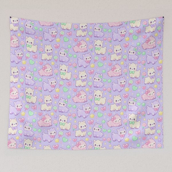 Item preview, Kawaii Gummy Alpacas with Candy Swirls and Hearts designed and sold by Soft Berry Studio.