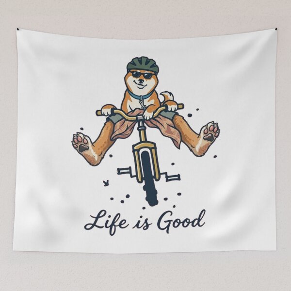 Item preview, Funny Shiba Inu Riding Bicycle No Hands - Life Is Good Cool Dog Cyclist designed and sold by PetalsPaws.
