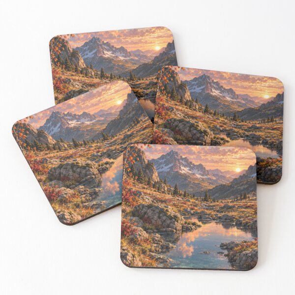 Item preview, Autumn Mountain Lake at Sunset – Colorful Alpine Landscape designed and sold by H-Tsvetkova.