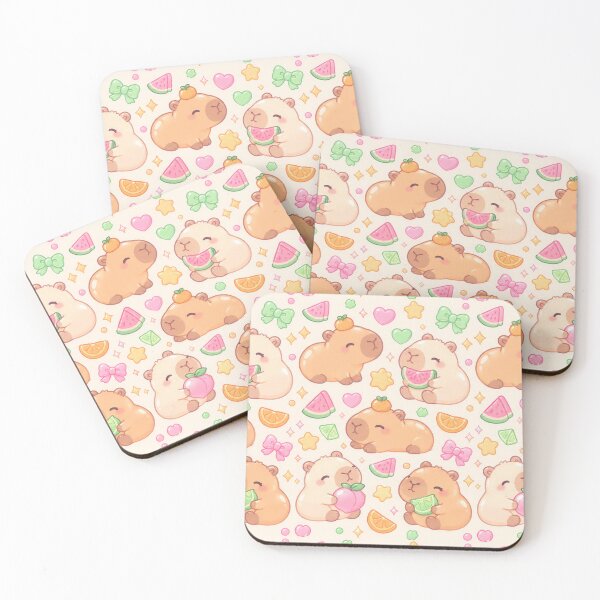 Item preview, Kawaii Gummy Capybaras with Fruit Candy and Jelly Hearts designed and sold by Soft Berry Studio.