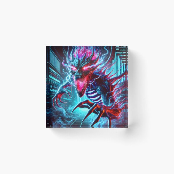 Item preview, Neon Horror Monster Glowing Eyes Cyberpunk Dark Fantasy designed and sold by FusionCipher.