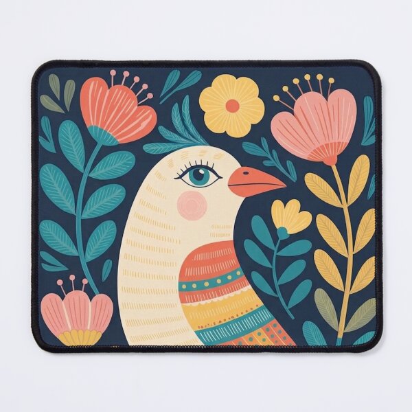 Item preview, Botanical Bird Wall Art – Soft Floral Nature Art (Quietly Observing) designed and sold by Filora Atelier | Bird Art.