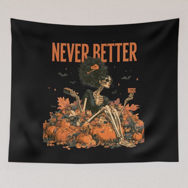 Item preview, Never Better Messy Bun Skeleton Halloween – Sarcastic Woman Coffee Spooky Season designed and sold by DyzioSupply.