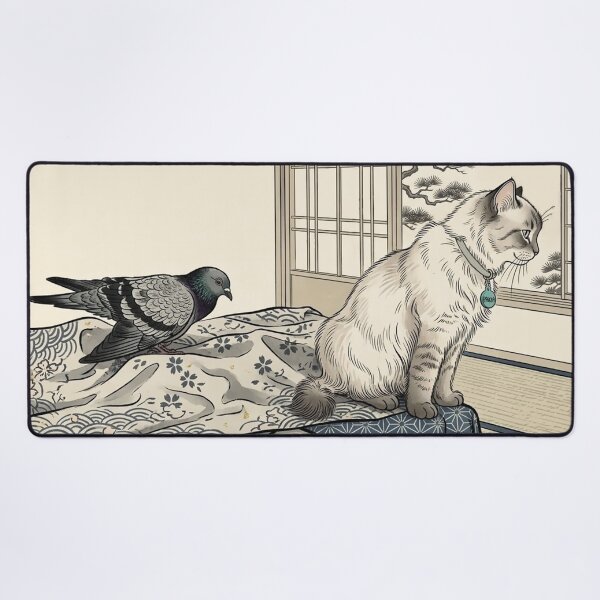 Item preview, Cat, pigeon, animal, love, peace, Japan, coexistence designed and sold by citravisuel.