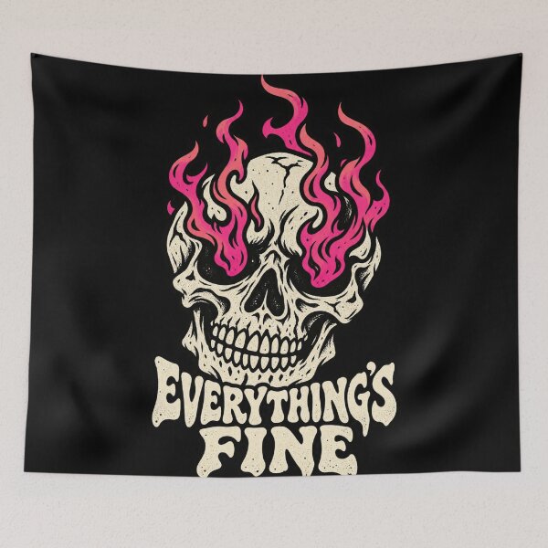Item preview, Everythings Fine Flaming Skull Pink Fire Attitude designed and sold by choudane.