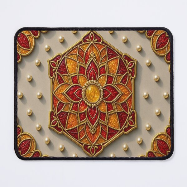 Item preview, Golden Mandala Stained Glass Shield Art designed and sold by Breezes-of-Ida.