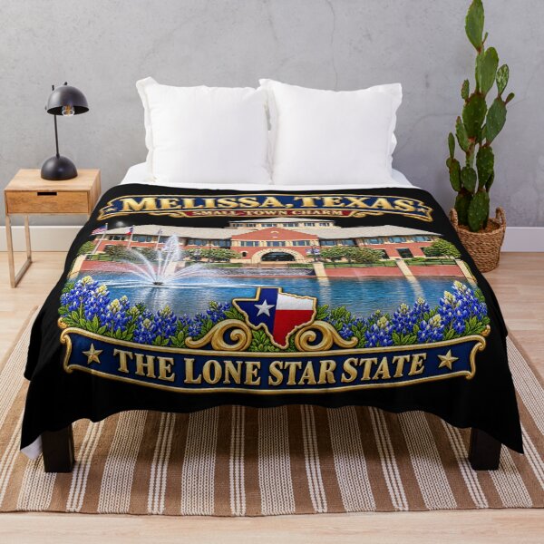 Item preview, Melissa, Texas - Small Town Charm -Lone Star State - with City Hall - Fountain, Scene designed and sold by Military Insignia Products.