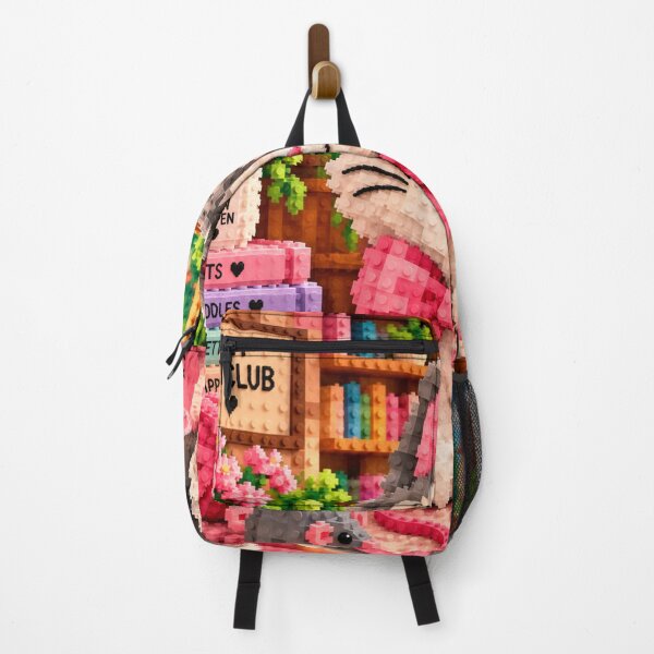 Item preview, Cute Cat with Pink Bow – Colorful Building Block Mosaic Art designed and sold by WildWhimsy Art.