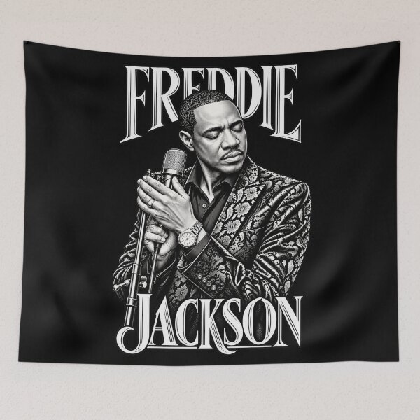 Artikelvorschau, Freddie Jackson gemusterte Jacke Mikrofon emotionale Pose entworfen und verkauft von choudane.
