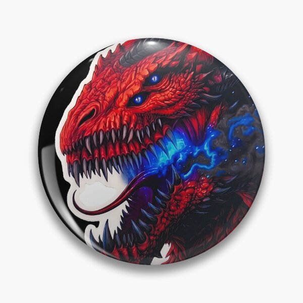 Item preview, Red Dragon Blue Fire Dark Fantasy Monster Head Sticker designed and sold by bug4j_DragonLab.