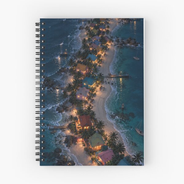 Item preview, Tropical Island Village Glowing at Night designed and sold by H-Tsvetkova.