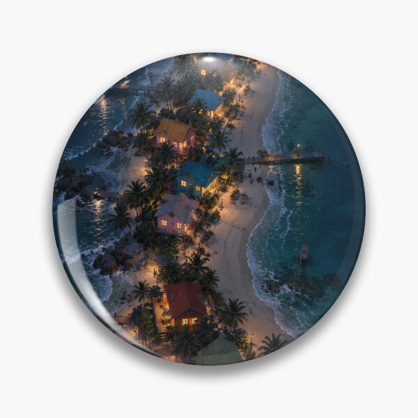 Item preview, Tropical Island Village Glowing at Night designed and sold by H-Tsvetkova.