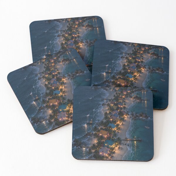 Item preview, Tropical Island Village Glowing at Night designed and sold by H-Tsvetkova.
