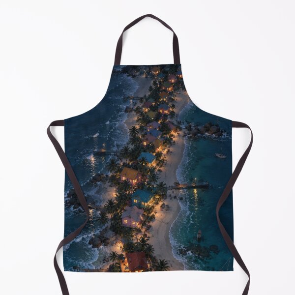 Item preview, Tropical Island Village Glowing at Night designed and sold by H-Tsvetkova.
