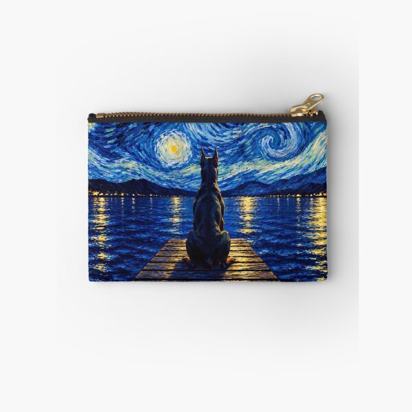 Aperçu de l'œuvre Dobermann drôle, peinture de la Nuit étoilée, pont, étoile, maman, papa, enfants créée et vendue par FurryHavenPH.