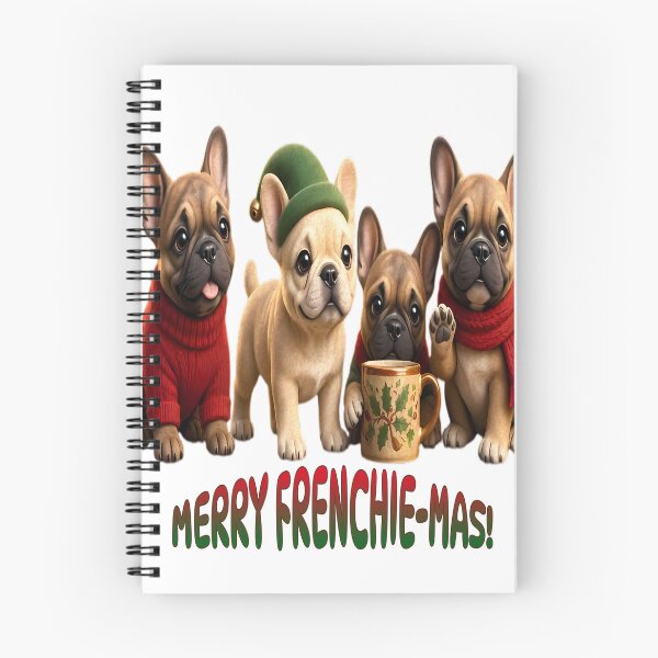 Item preview, Merry Frenchie Mas Cute French Bulldog Christmas Puppies designed and sold by CraftyValley.