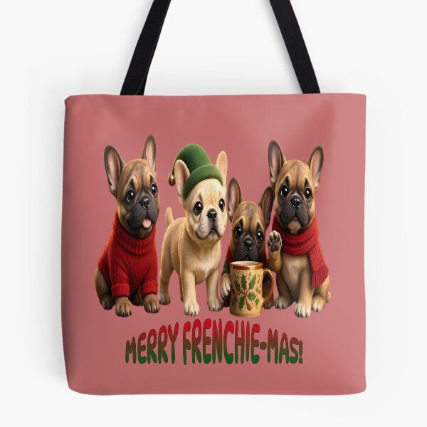 Item preview, Merry Frenchie Mas Cute French Bulldog Christmas Puppies designed and sold by CraftyValley.