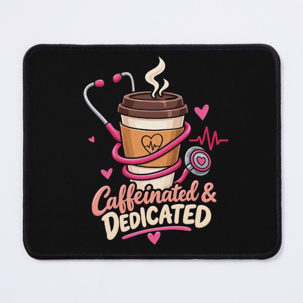 Item preview, Caffeinated And Dedicated Funny Nurse Coffee Stethoscope  designed and sold by CrazySzoopWorld.