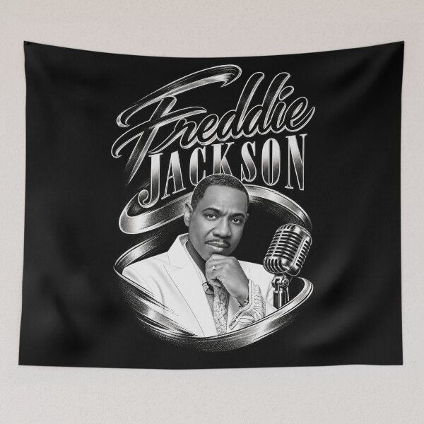 Artikelvorschau, Freddie Jackson Script Name Microphone Portrait Classic entworfen und verkauft von choudane.