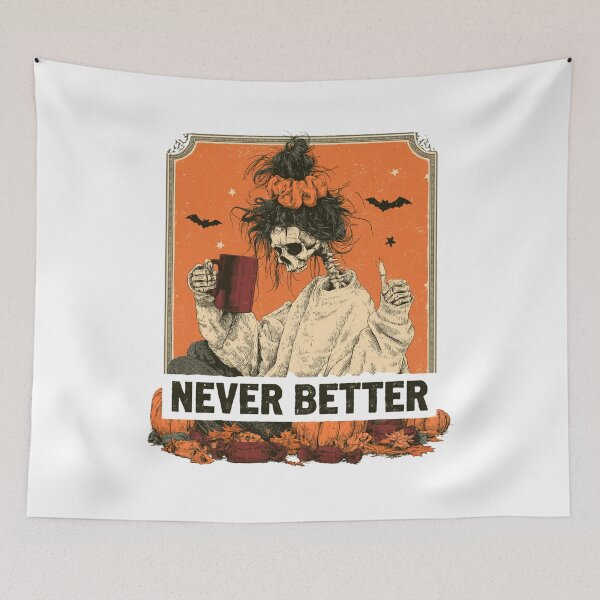 Item preview, Never Better Messy Bun Skeleton Halloween – Sarcastic Woman Coffee Spooky Season designed and sold by DyzioSupply.