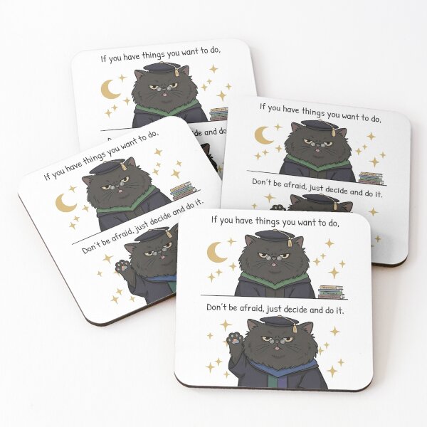 Item preview, Wise Scholar Cat Motivational Quote - "Just Decide and Do It" designed and sold by PetalsPaws.