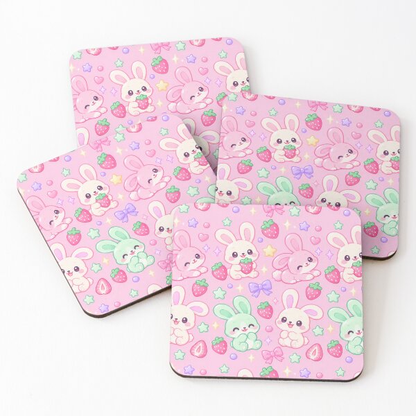 Item preview, Kawaii Gummy Rabbit Strawberry Candy Pattern designed and sold by Soft Berry Studio.