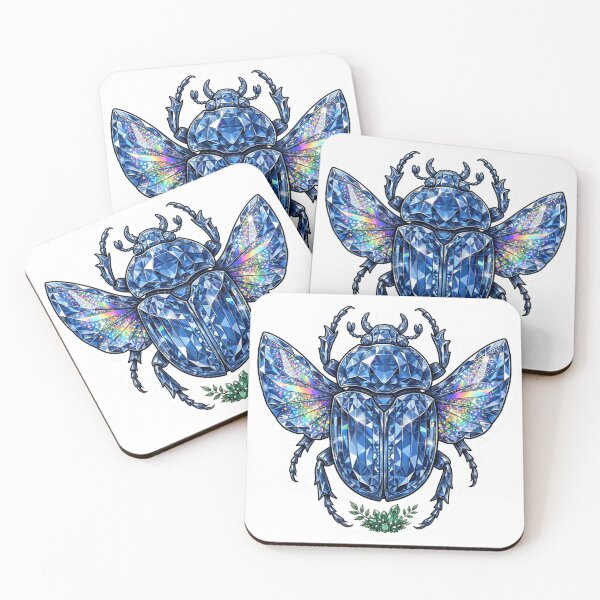 Item preview, Beetle Crystal Sticker - Sapphire Blue Beetle With Emerald Base designed and sold by Crystal Critters .